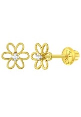 delightful teensy-weensy open flower baby screw earrings for babies and children